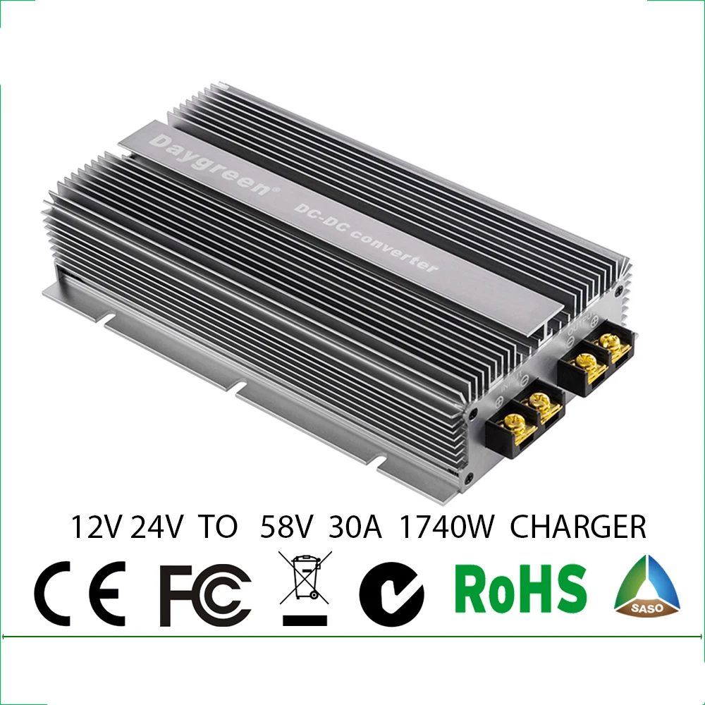 

3 Years Warranty 12V/24V TO 58V 30A 1740W Step Up Boost Converter For Lead Acid NCM Auxiliary Battery Charger CE RoHS Certificat