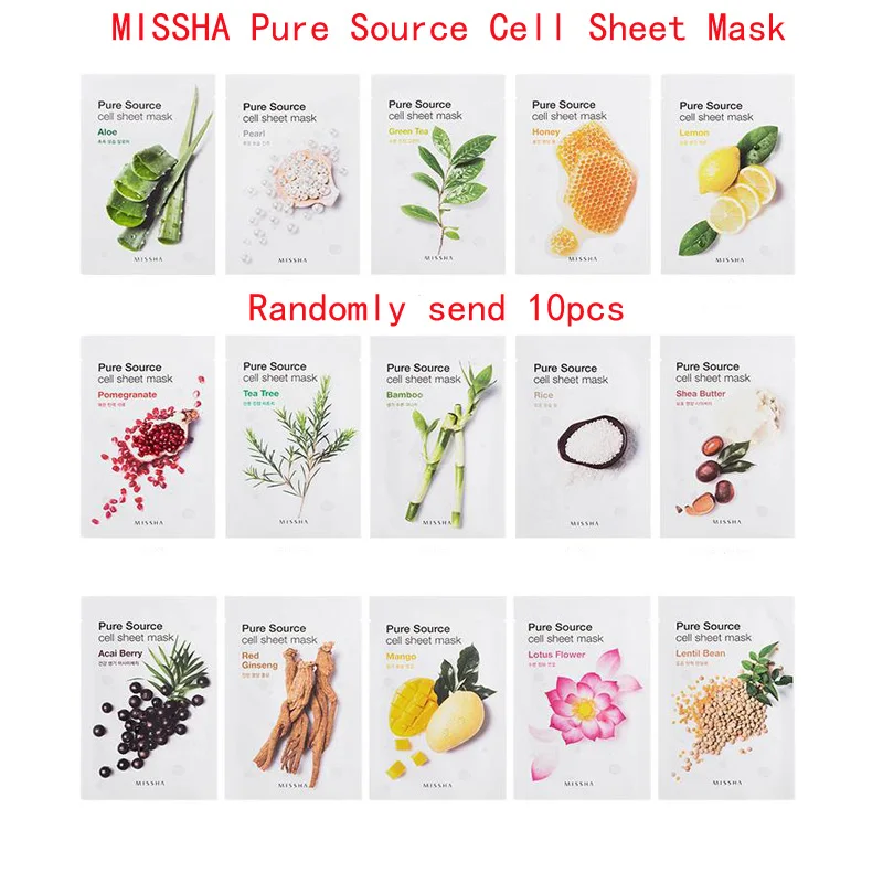 Randomly send 10pcs MISSHA лист маска 10 шт. свежая To Go маска листы отбеливание Уход за кожей лица увлажняющая маска для лица Лечение Акне корейская косметика - Цвет: Randomly send 10pcs