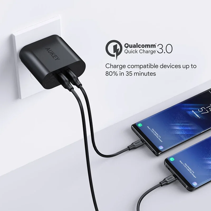 AUKEY PA-T16 MAX 36 Вт PD адаптер для быстрой зарядки с 2 портами выход Type C Быстрая зарядка
