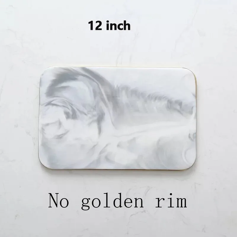No gold 12 inch Скандинавская разделочная доска из мрамора, керамика, кухня, фрукты, плоская тарелка, поднос, Западная тарелка, обеденная тарелка, позирует, поднос для пиццы, обеденные тарелки - Цвет: No gold 12 inch