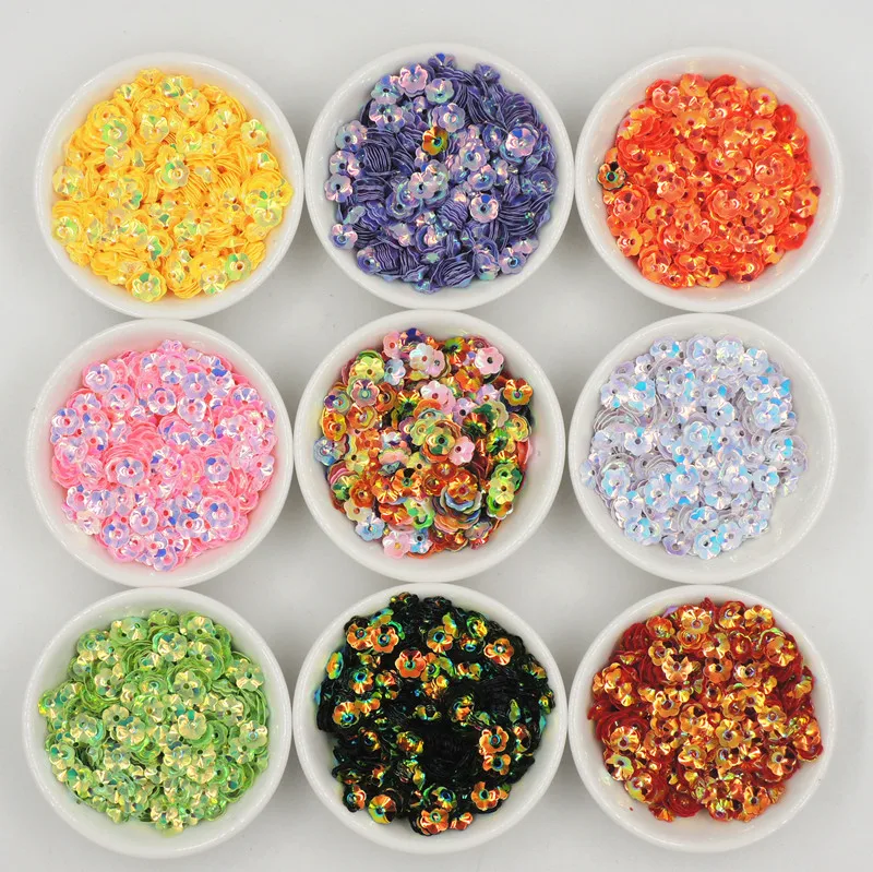 

10g 8mm Cup Plum Shape Sequin For Craft 3D Blossom Flower Sequins Paillettes Wedding Decro Women Dress DIY Sewing Accessories