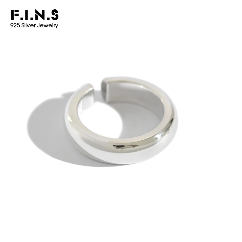 F.I.N.S Чистое Серебро S990 пробы минимализм гладкое Открытое кольцо на палец