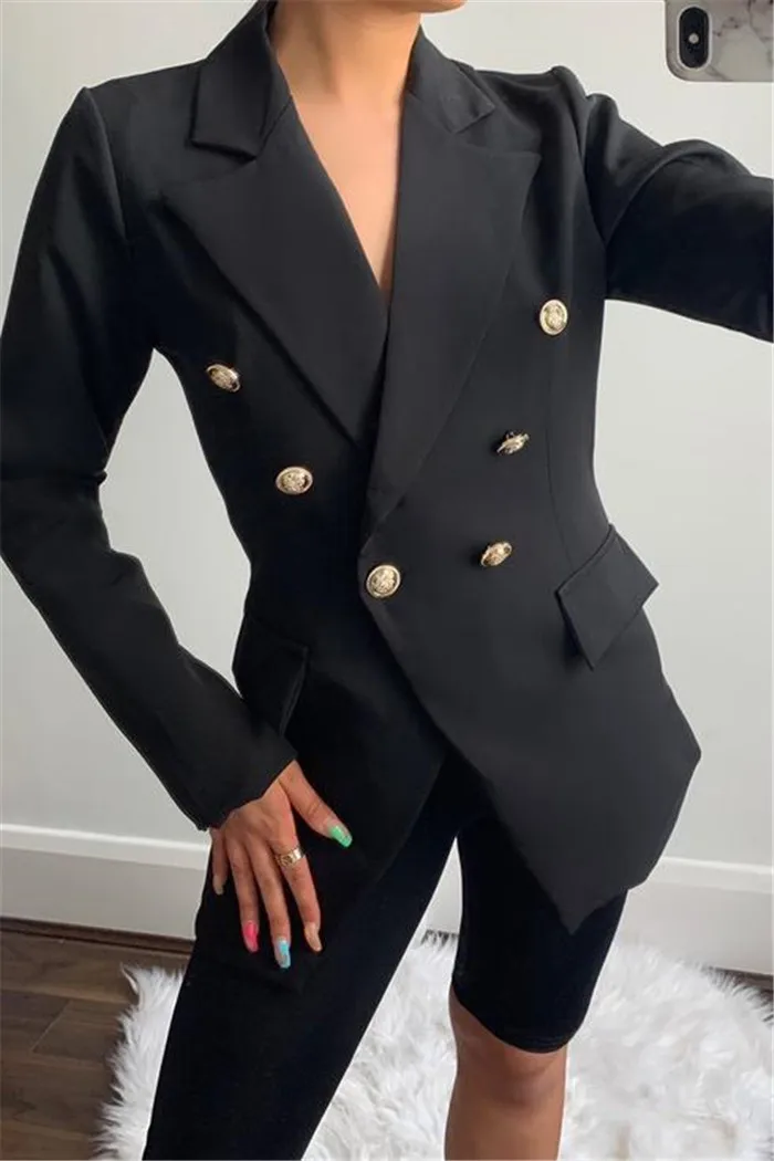 

Women's Suit Jacket 2021 New Long Sleeve Slim Buttoned Solid Color Mid Length Coat Small Suit Female Elegant Commuter Blazer