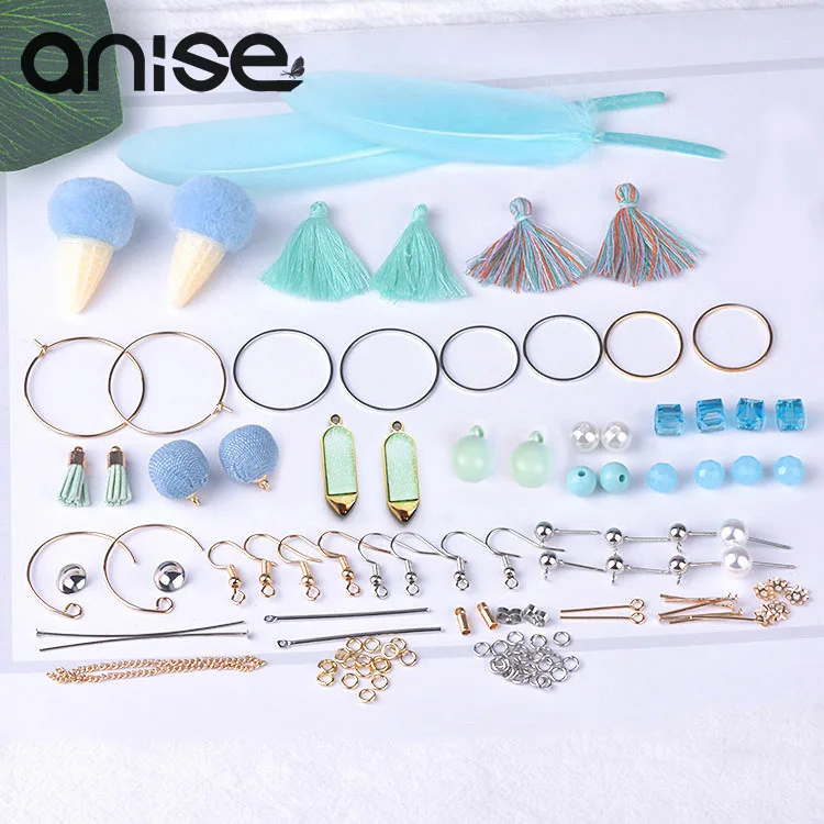 

10 Pair Feather Earrings DIY Jewelry Package Geometric Imitation Pearl Tassel Earring For Jewelry Makings Handmade Accessorie