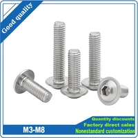 150pc iso7380 2 304 stainless steel hex hexagon socket round pan flange truss head with washer collar screw bolt m3 m4 m5 m6 m8