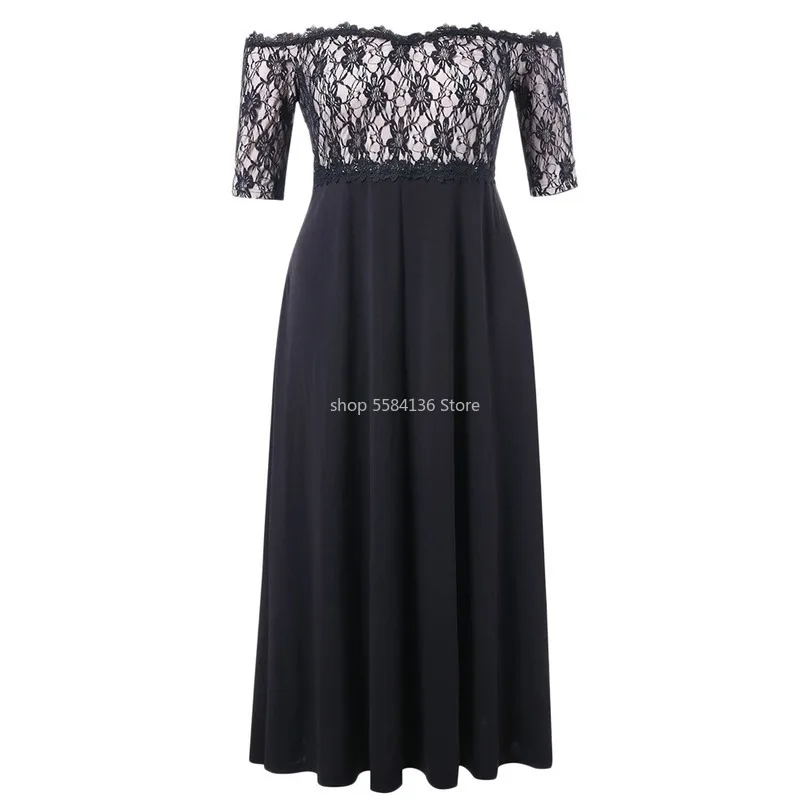 Rosegal размера плюс кружево Аппликация Длина платье Для женщин элегантное с