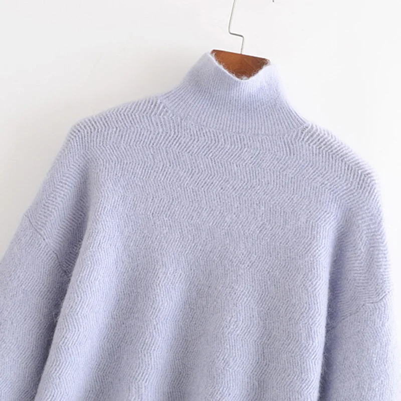 AGong Solid Turtleneck Sweaters Women Fashion Soft Slim Sweater Elegant Lantern Sleeve Female Ladies KD | Женская одежда