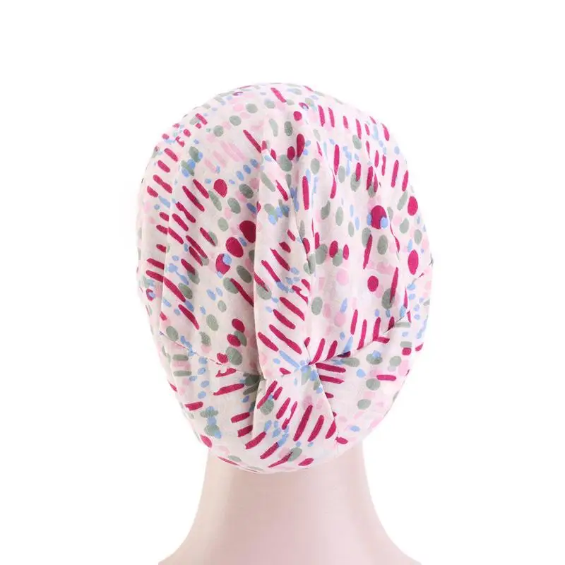 

Lady Flower Printed Cotton Night Sleep Hat Elastic Head Turban Scarf Hair Loss Chemo Cap Beanies Skullies Hair Loss Hat Fashion