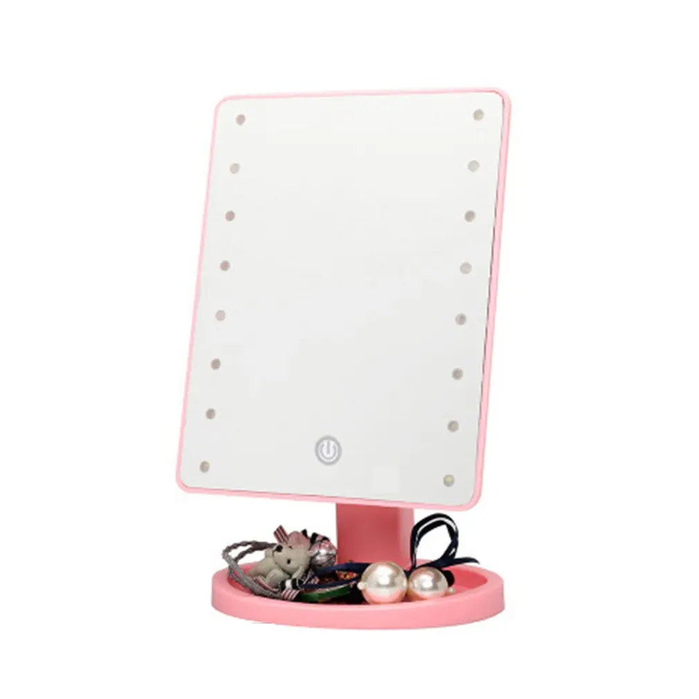 16 lamp pink Квадратное изгибаемое светодиодное зеркало для макияжа с 22 светом, дополнение сенсорного переключателя, туалетное зеркало 360 градусов, зеркало вращающееся - Цвет: 16 lamp pink