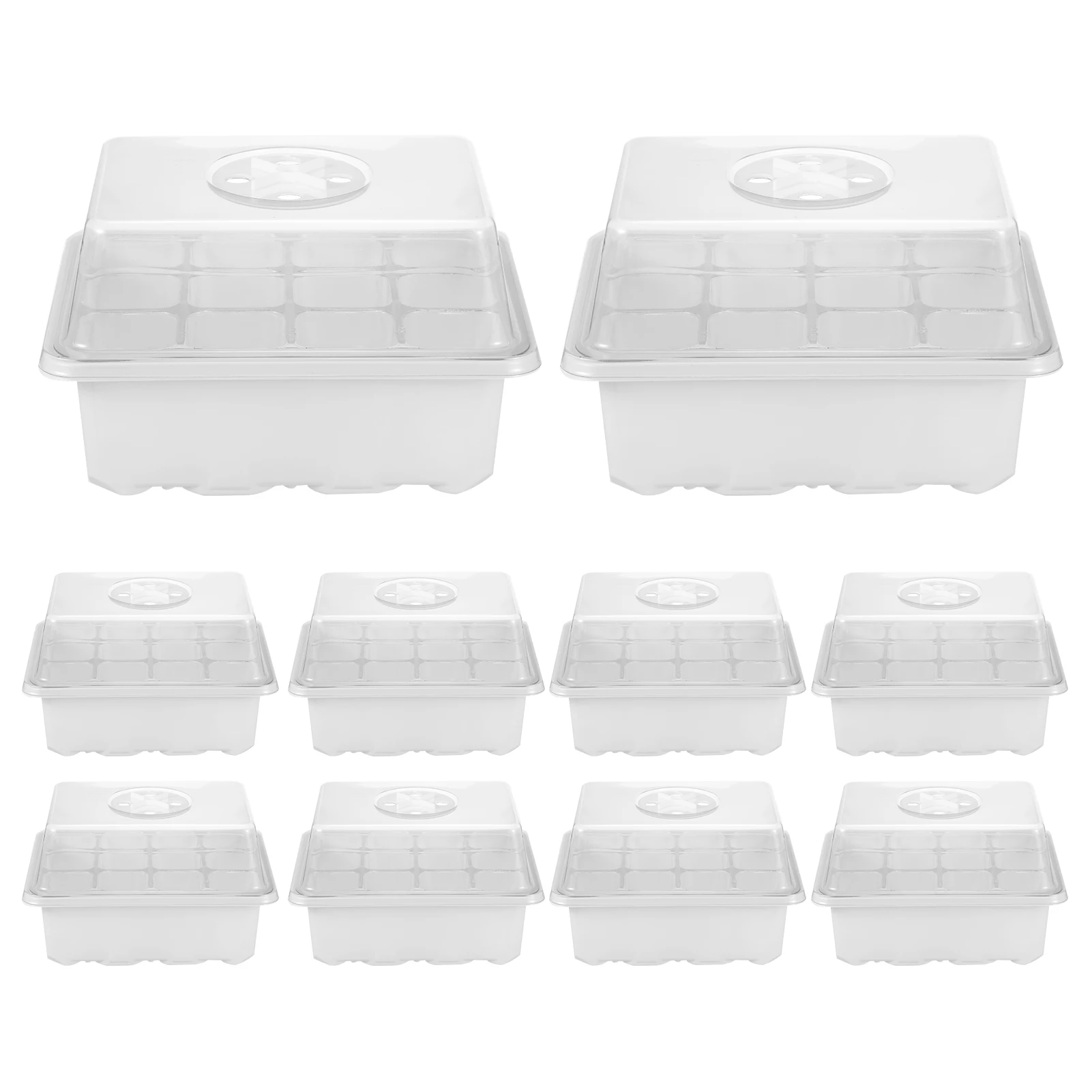 

10 упаковка семян стартер 12 лотков-сотовый Коробка для рассады с регулировка влажности прозрачный купола & База лотки для сада рассада семян