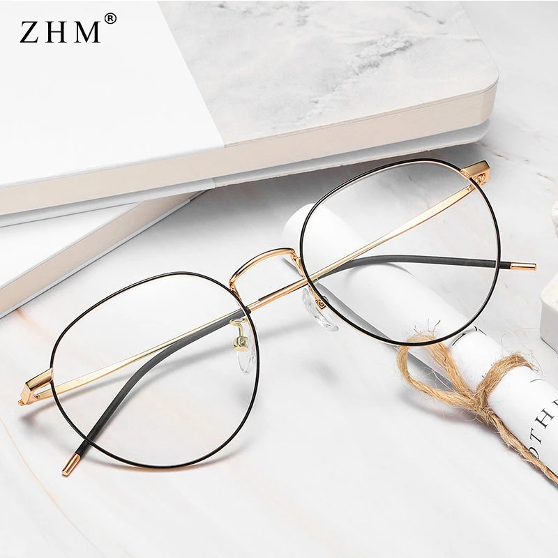 

metal frame glasses blue light protection men black gold computer round frames eyeglasses prescription woman dropship