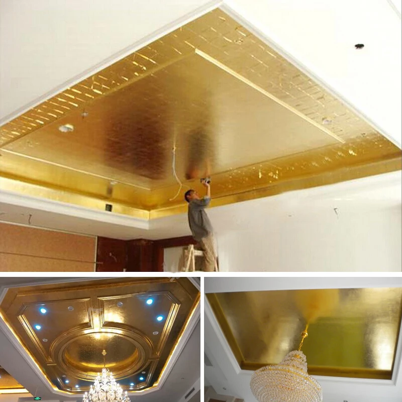 

9x9cm 100 Sheets Practical K Pure Shiny Gold Leaf for Gilding Funiture Lines Wall Crafts Handicrafts Gilding Decoration