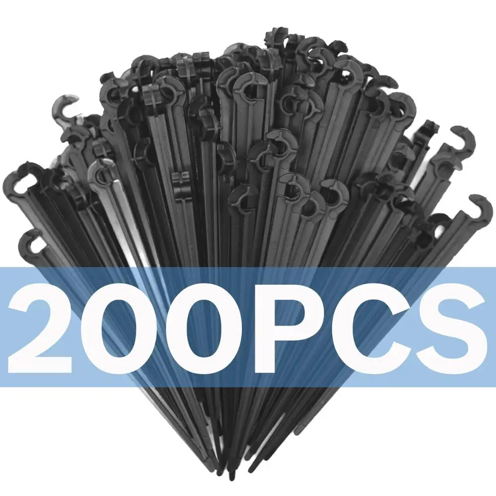 KSL01-081-200PCS В переменного тока, 50-200 шт. прочный 1/4 ''c-тип крюка фиксированной стволовых Поддержка держатель столбы для 4/7 мм шланг горшок фитинг капельного полива парника - Цвет: KSL01-081-200PCS