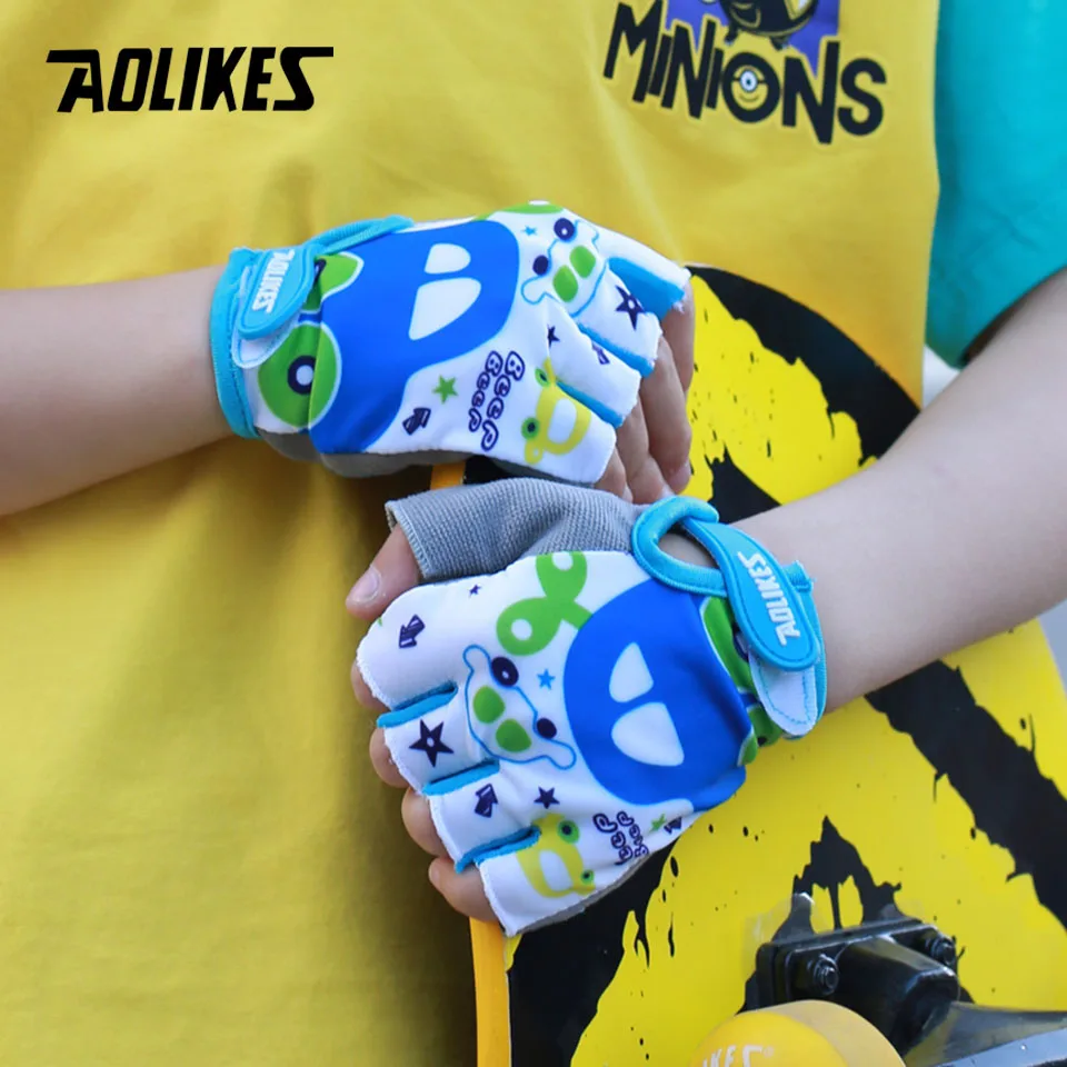 Детские велосипедные перчатки AOLIKES детские с открытыми пальцами для катания на