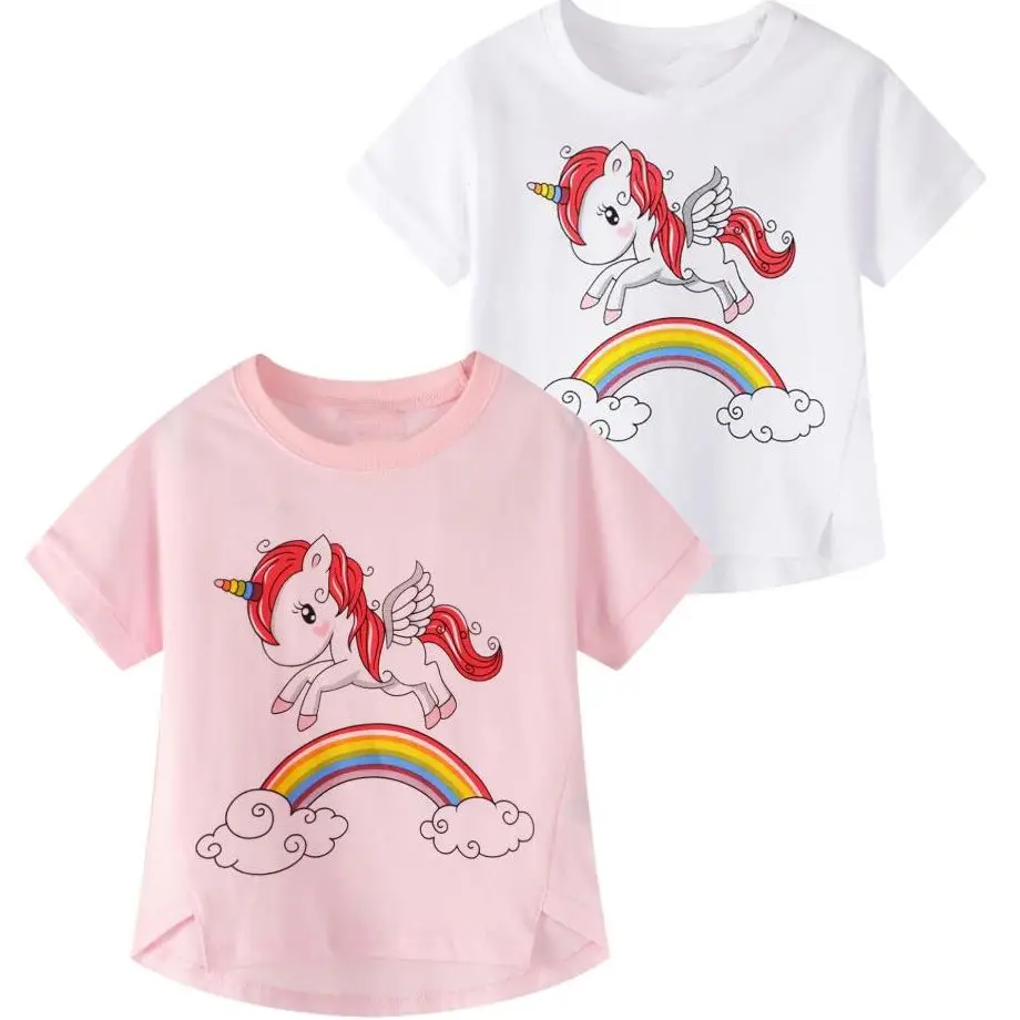 2021 модной одежды для девочек Комплект Единорог футболка детей My Little Pony белый/розовый Детские футболки с