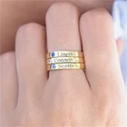Кольцо с именем на заказ, модные ювелирные изделия из нержавеющей стали, персонализированное Золотое кольцо с буквой и бриллиантом, Подвеска для женщин, ювелирные изделия