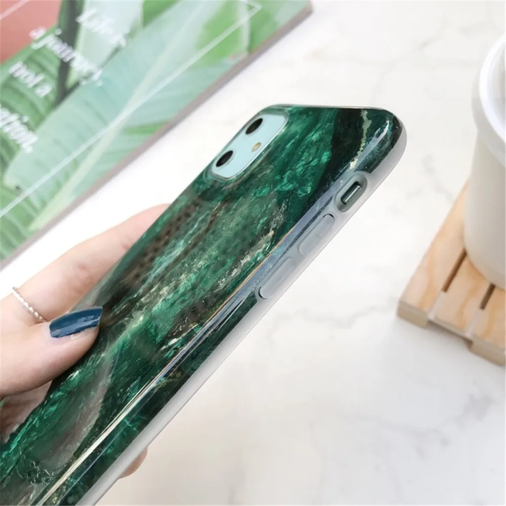 Глянцевый мраморный чехол для iphone 6 7 8 Plus 11 Pro X XS Max XR Блестящий корпус эпоксидный