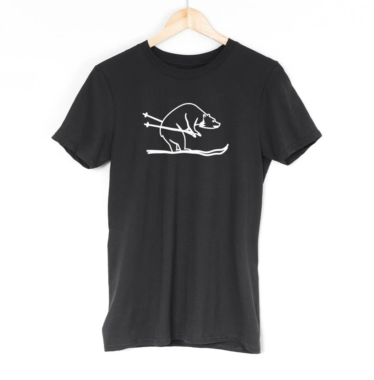 Лыжный медведь для мужчин s футболка горы зима Экстремальные виды спорта Отдых