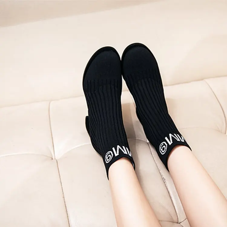 Новинка Осень-зима 2019 женские ботильоны на толстой подошве модные эластичные