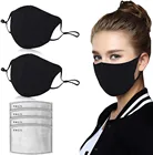 6 комплектов, дышащая маска для лица с фильтрами, хлопковые черные Многоразовые моющиеся маски для лица, Пылезащитная маска для лица в стиле унисекс # C
