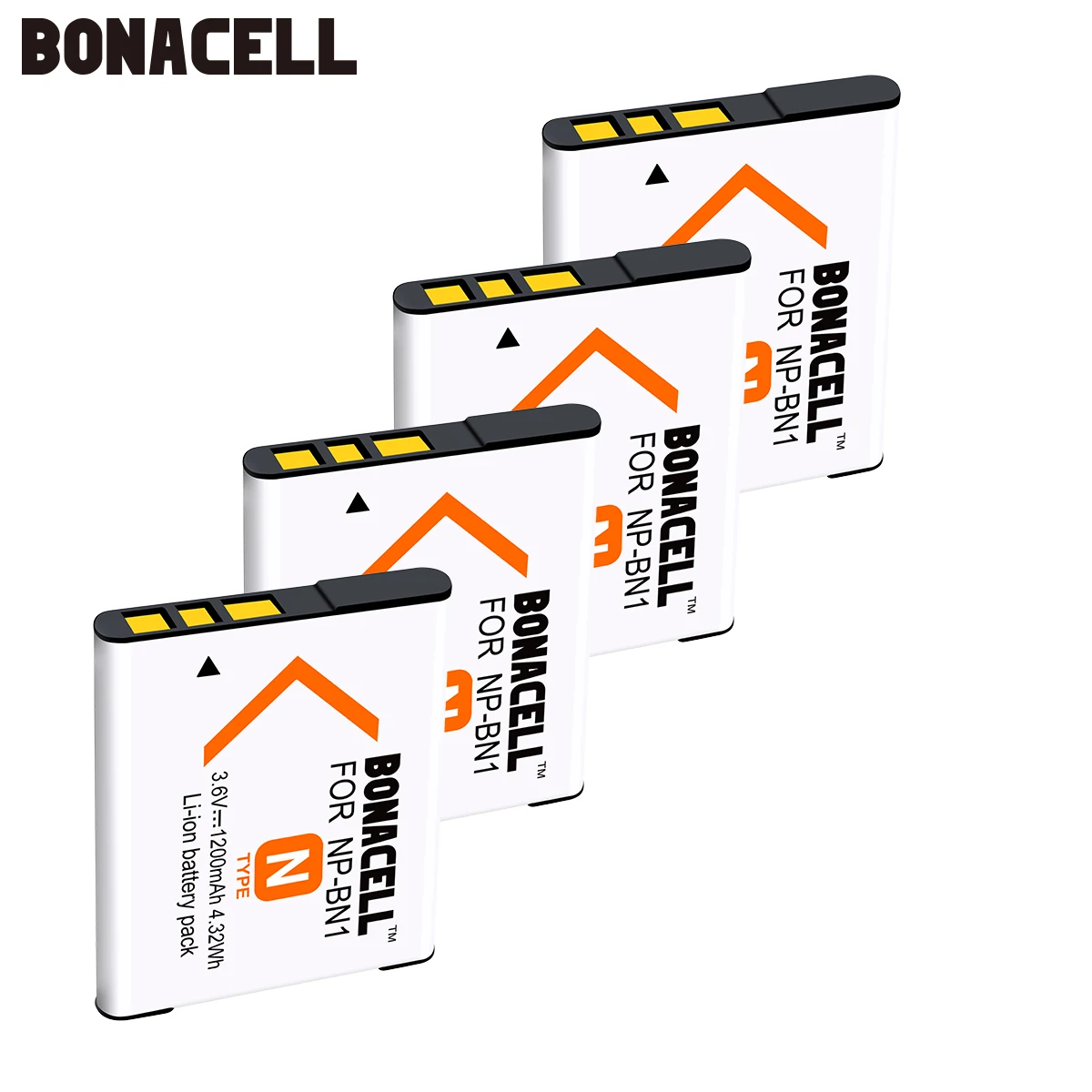 4 Pack Battery Bonacell 1200 мА/ч, NP-BN1 NP BN1 NPBN1 Камера Батарея для sony TX9 WX100 TX5 WX5C W620 W630 W670 TX100 L50 - Цвет: 4 Pack Battery