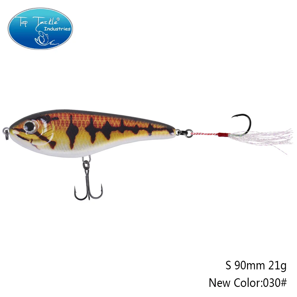 90mm 21g 027 90 мм 21 г цвета от 001 до 035 Тонущая Мускусная Щука искусственная рывковая приманка с одним крюком перьевая приманка для рыбалки - Цвет: 90mm 21g 027