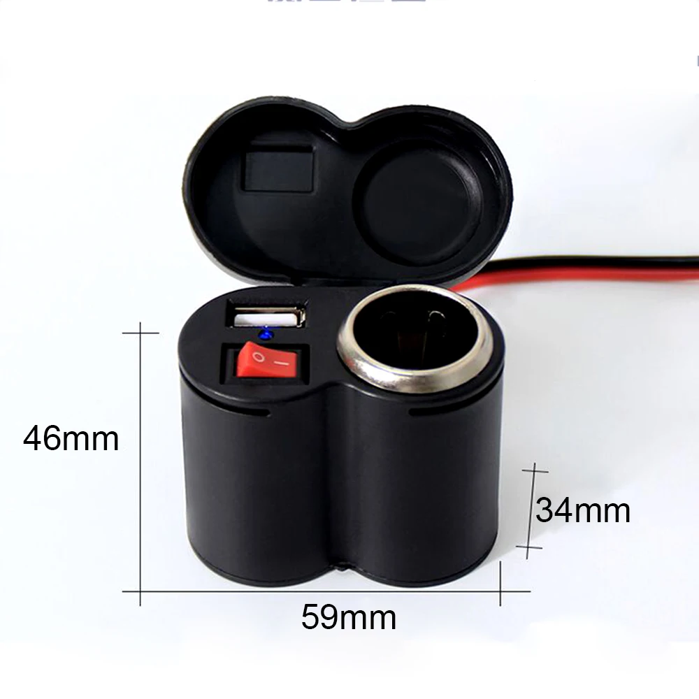 Новинка Зарядное устройство USB для автомобильного мотоцикла 12/24 в прикуриватель