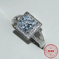 hoyon origin natural 1 5 carat gemstone square shape s925 sterling silver color ring jewelry anillos wedding silver 925