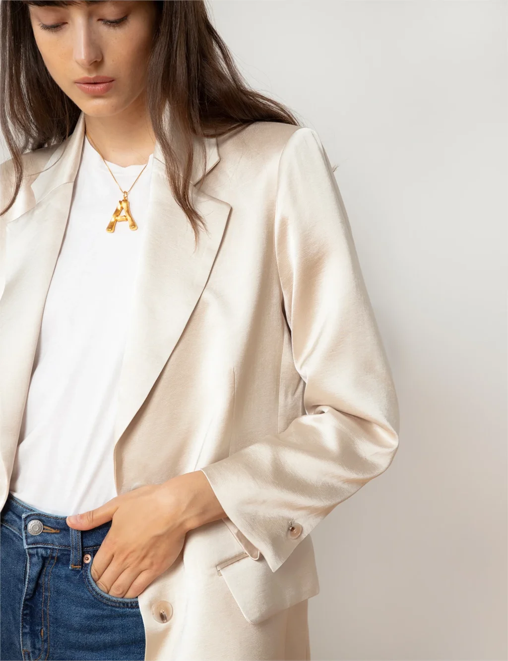 Женский блейзер Bella philosophy шелковистый сатиновый Блейзер офисная одежда