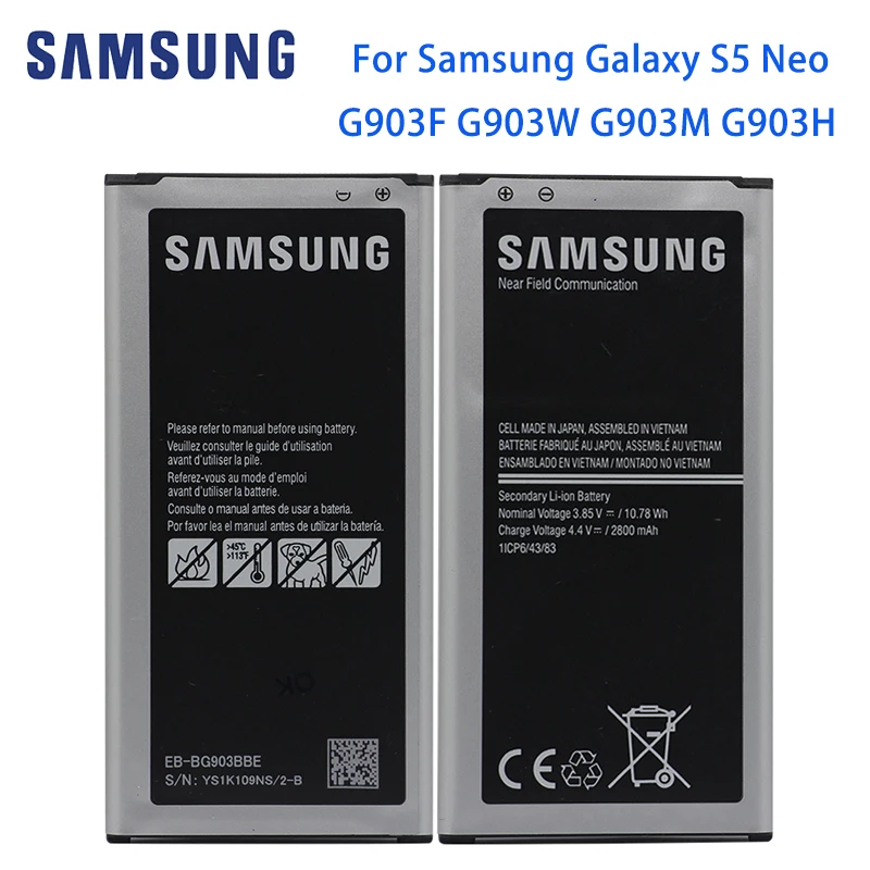 

SAMSUNG S5 Neo Phone Battery EB-BG903BBE For Samsung Galaxy S5 Neo G903F G903W G903M G903H With NFC 2800mAh Original Batteries