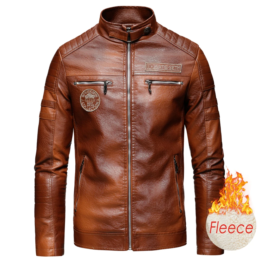 

2022 Ucrazy Men 2021 Autumn New Brand Casual Motor Distressed Leather Jacket Coat Men Winter Vintage Outwear Faux Leather