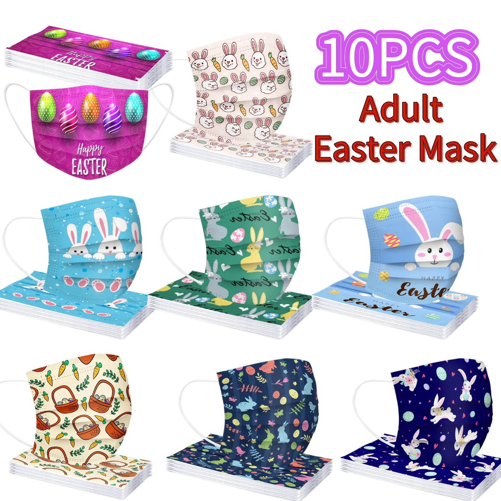10 шт. одноразовые маски для лица с принтом кролика | Тематическая одежда и