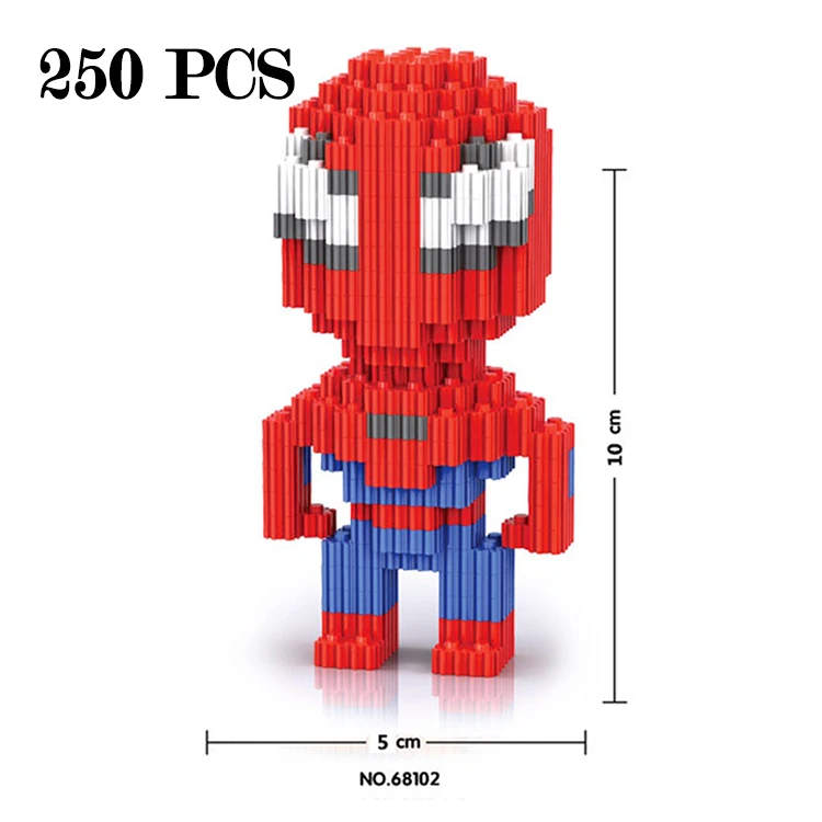250pc Spiderman Строительные блоки, игрушки для детей, Super Mario Bros, алмазные мини-блоки, Doraemoned, супер герой, Narutoes, Звездные войны, Детский Рождественский подарок - Цвет: 250pc Spiderman