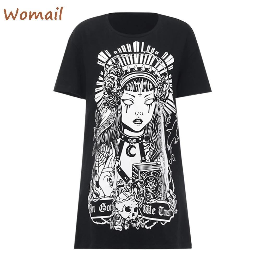 Женское платье уличный Готический принт Вадим стиль панк прямые платья Ретро с