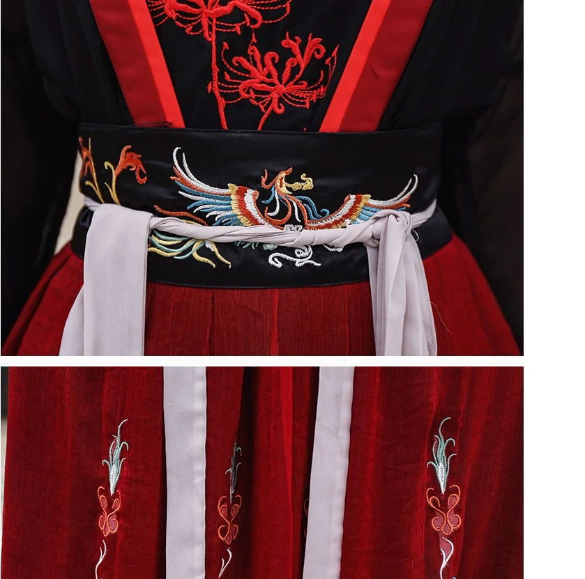 2020 Hanfu Set Woman Night Fujian Chest-length Skirt Flower Ancient Costume Red Games Traditional Chinese Elegant Dress |