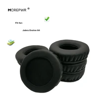 morepwr new upgrade replacement ear pads for jabra evolve 64 headset parts leather cushion earmuff sleeve