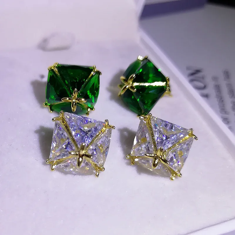 

Cute Big Zircon Stone Gold Stud Earrings for Women Fashion Jewelry Korean Earrings