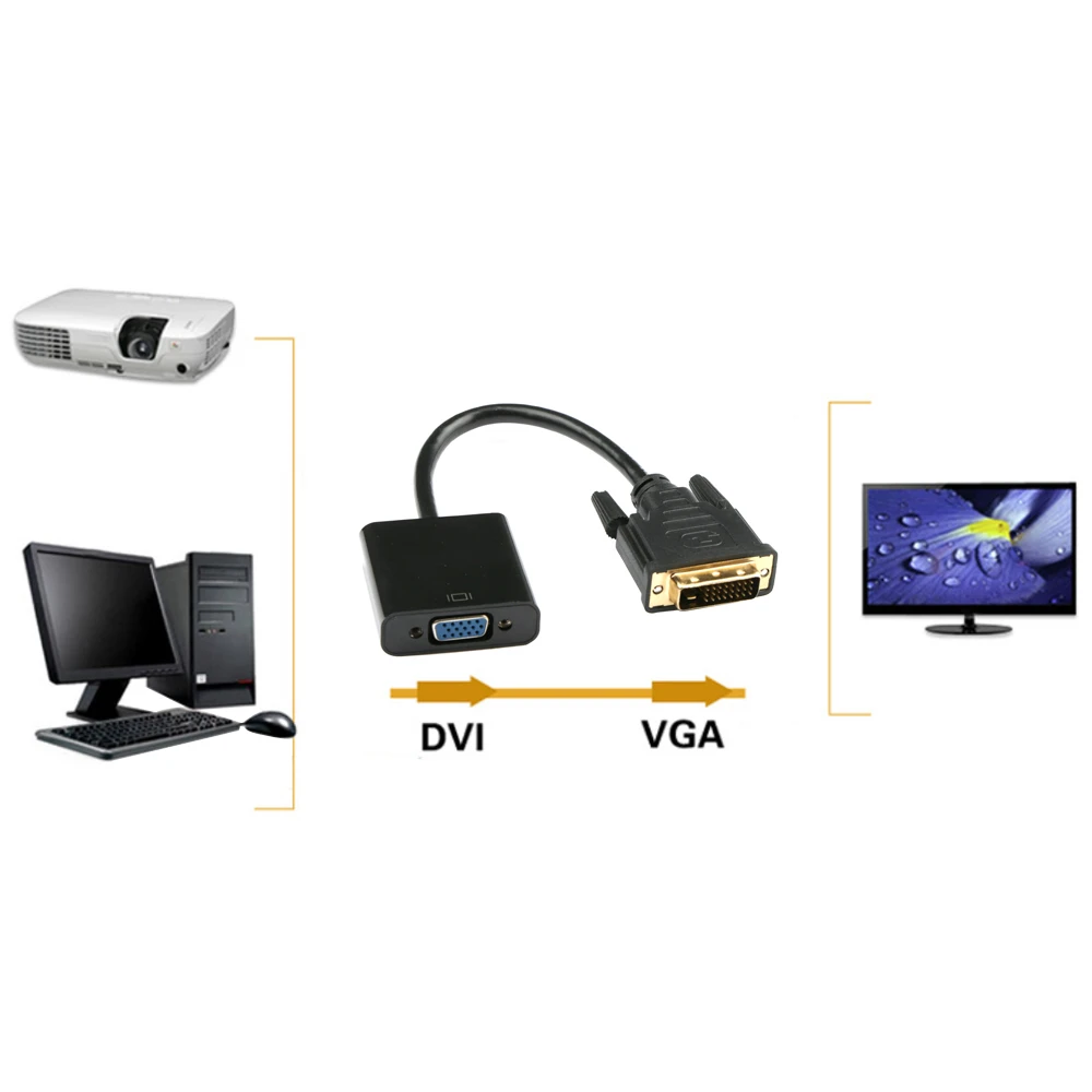 Besegad HD DVI-D 24 штекера в VGA 15 Pin Женский HDTV адаптер конвертер коннектор монитор кабель