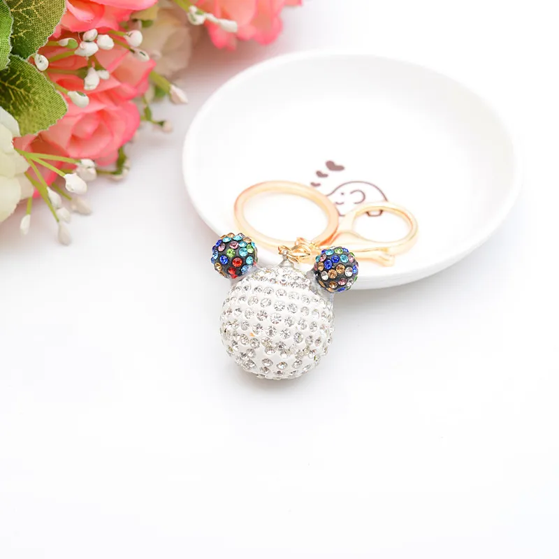 

Disney New Fashion Mickey Head Key Chain Gift Cute Rhinestone KeyChain Top Grade Car Pendant Bag Keyring