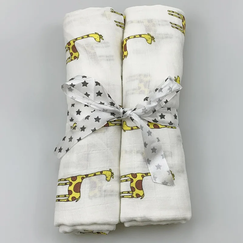 2pcs/set Newborn Baby Blanket Cotton Blanket Cartoon Pattern Multi-use Infant Stroller Cover Towel Baby Muslin Swaddle Wrap - Цвет: 6