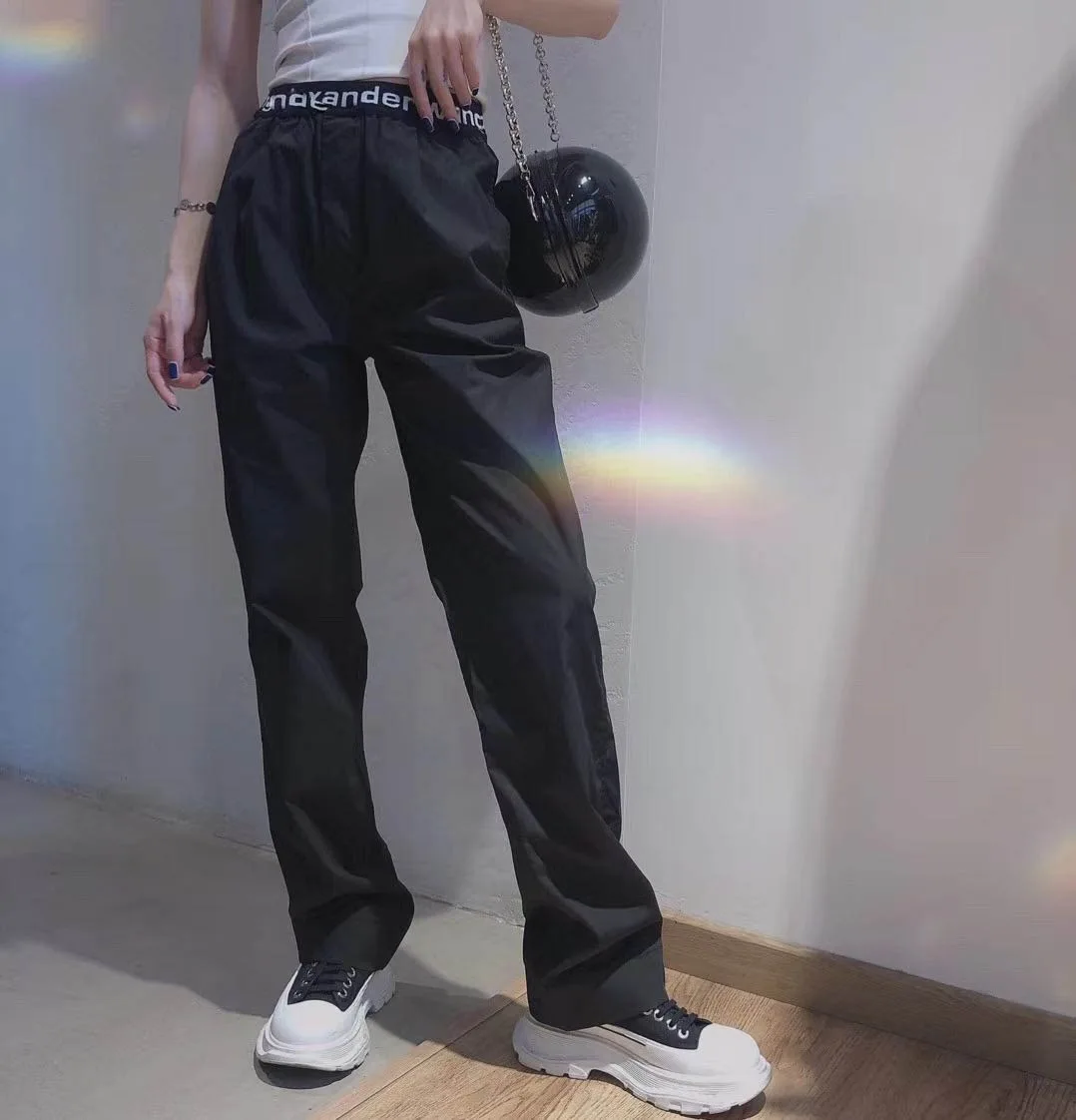 

New Women's Trousers Luxury Brand AW King Pleated Webbing High-waist Straight-leg Pants Casual Pants Trousers Sweatpants Women
