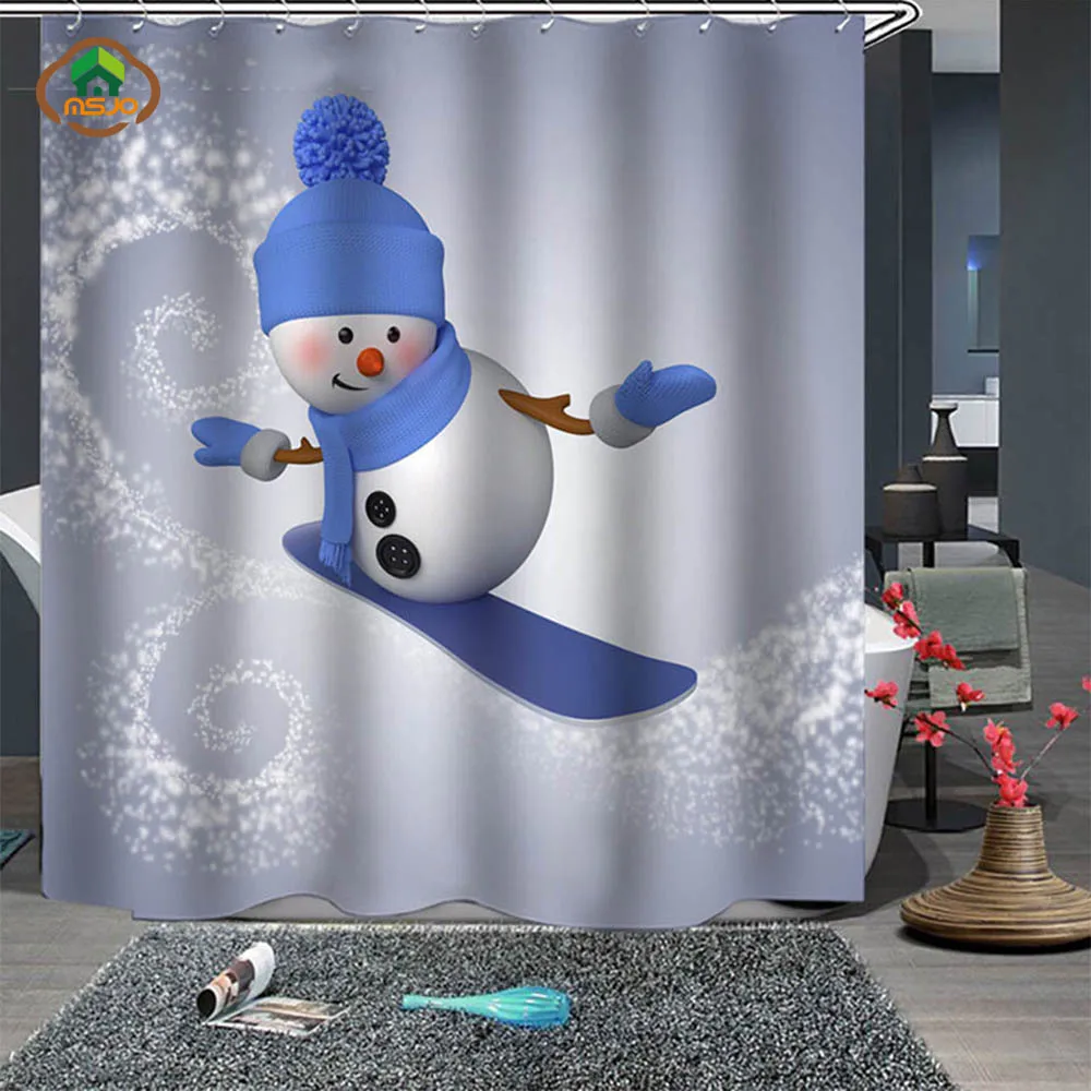MSJO рождественское украшение занавеска для душа ванная комната 3d