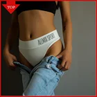 Стринги женские хлопковые, со средней посадкой, бесшовные, с надписями