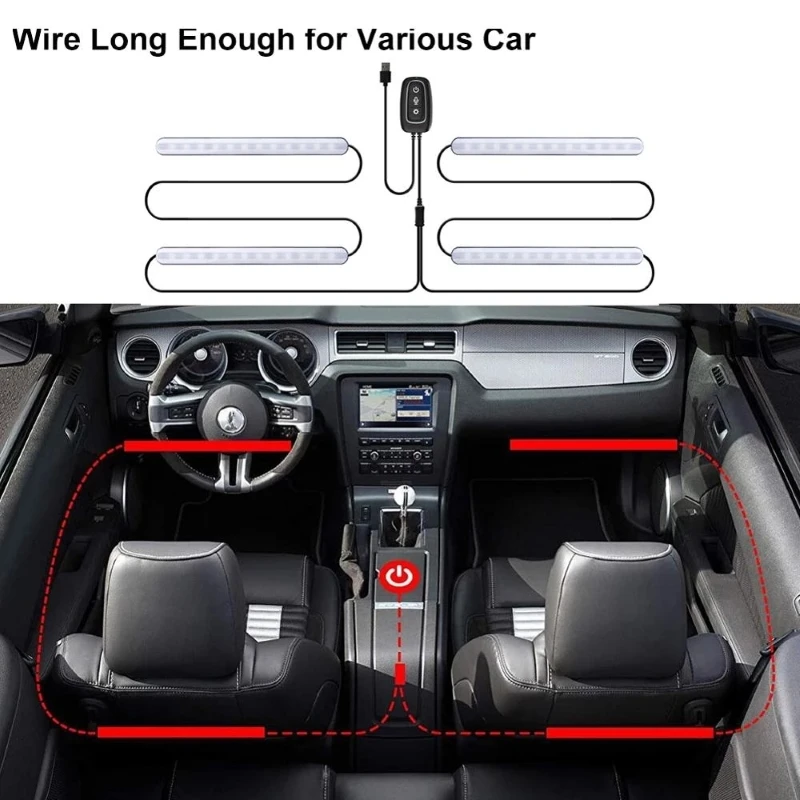 

New Arrival Car Atmosphere Light USB/Cigarette Lighter Remote Control APP Interior Decorative LED Music Sound Control Lamp Strip