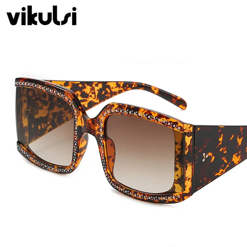 Новая модель квадратных солнцезащитных очков с бриллиантами для женщин