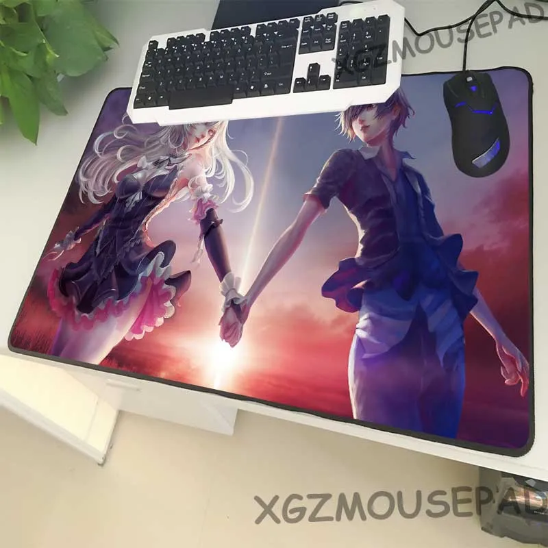 XGZ аниме большой размер игровая мышь замок край комфорт отбеливатель компьютерный стол резиновый коврик череп черный нож нескользящий 60x30