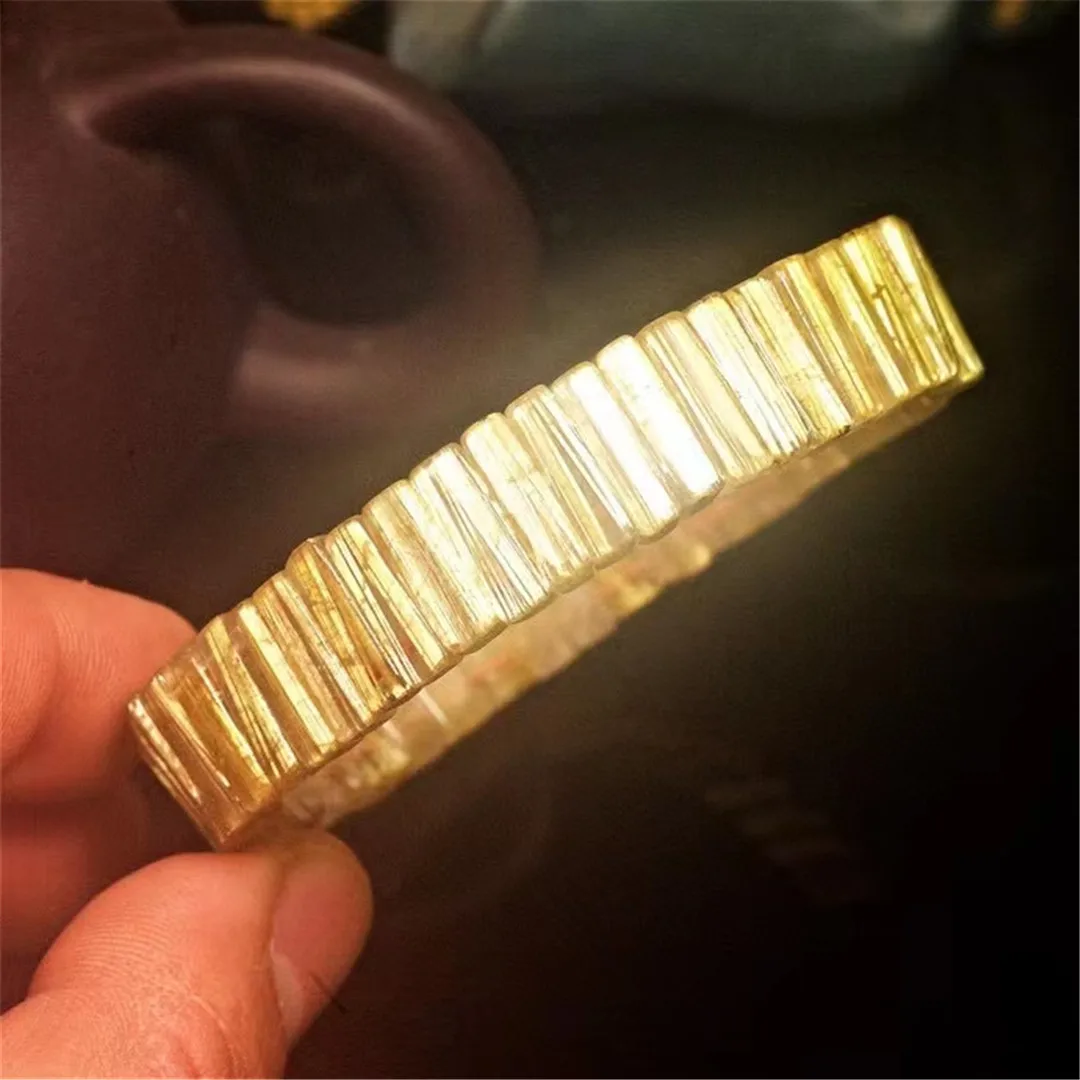

Топ натуральное золото рутилированный кварцевый браслет для женщин леди мужчин лечебный кристалл подарок 13x5 мм бусины фотоэлемент AAAAA