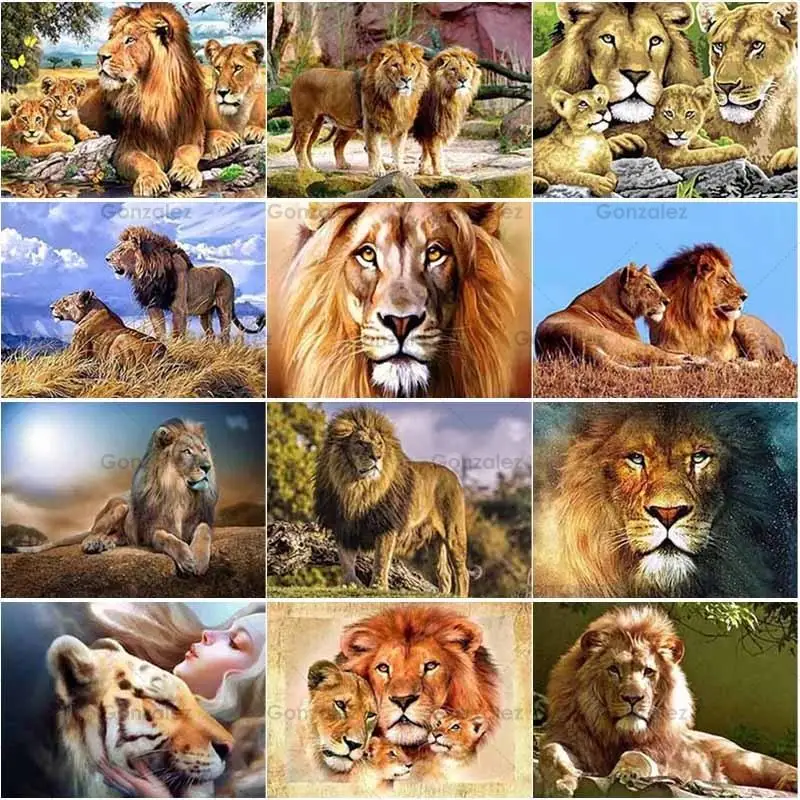 

5D Diy Lion Full Display Drill Cross Stitch Embroidery Rhinestone Diamond Painting Mosaic Art Home Room Decoration Gifts Crafts