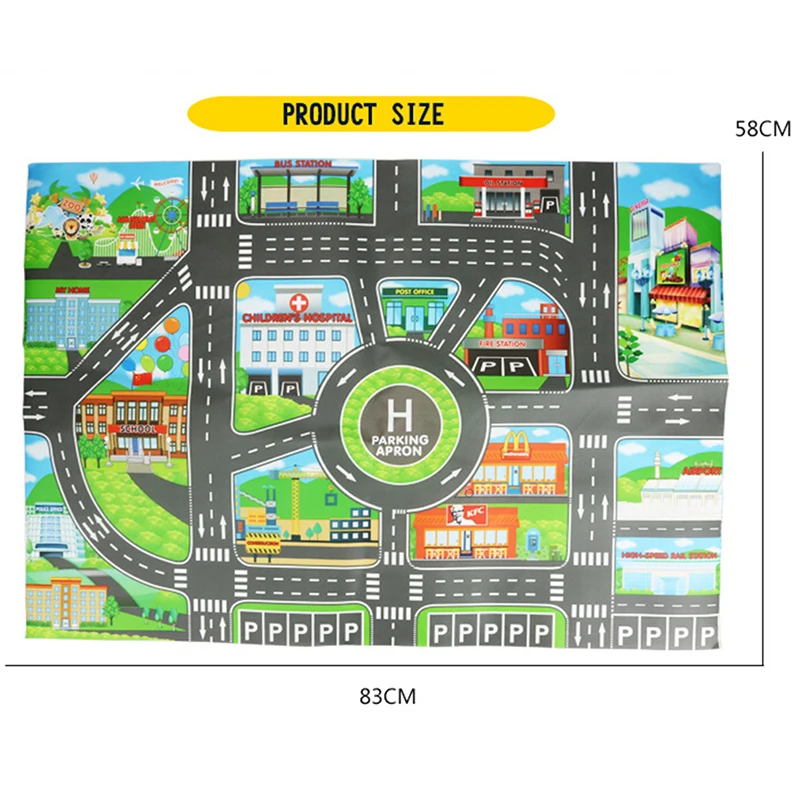 

83*58CM Kids Toys City PARKING LOT Roadmap Map DIY Car Model Toys Climbing Mats English Version Gifts for Kids