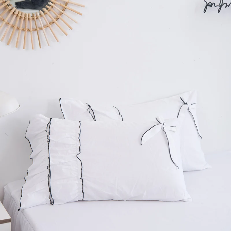 Комплект постельного белья из 100% хлопка с наволочкой и кружевной юбкой | Дом сад